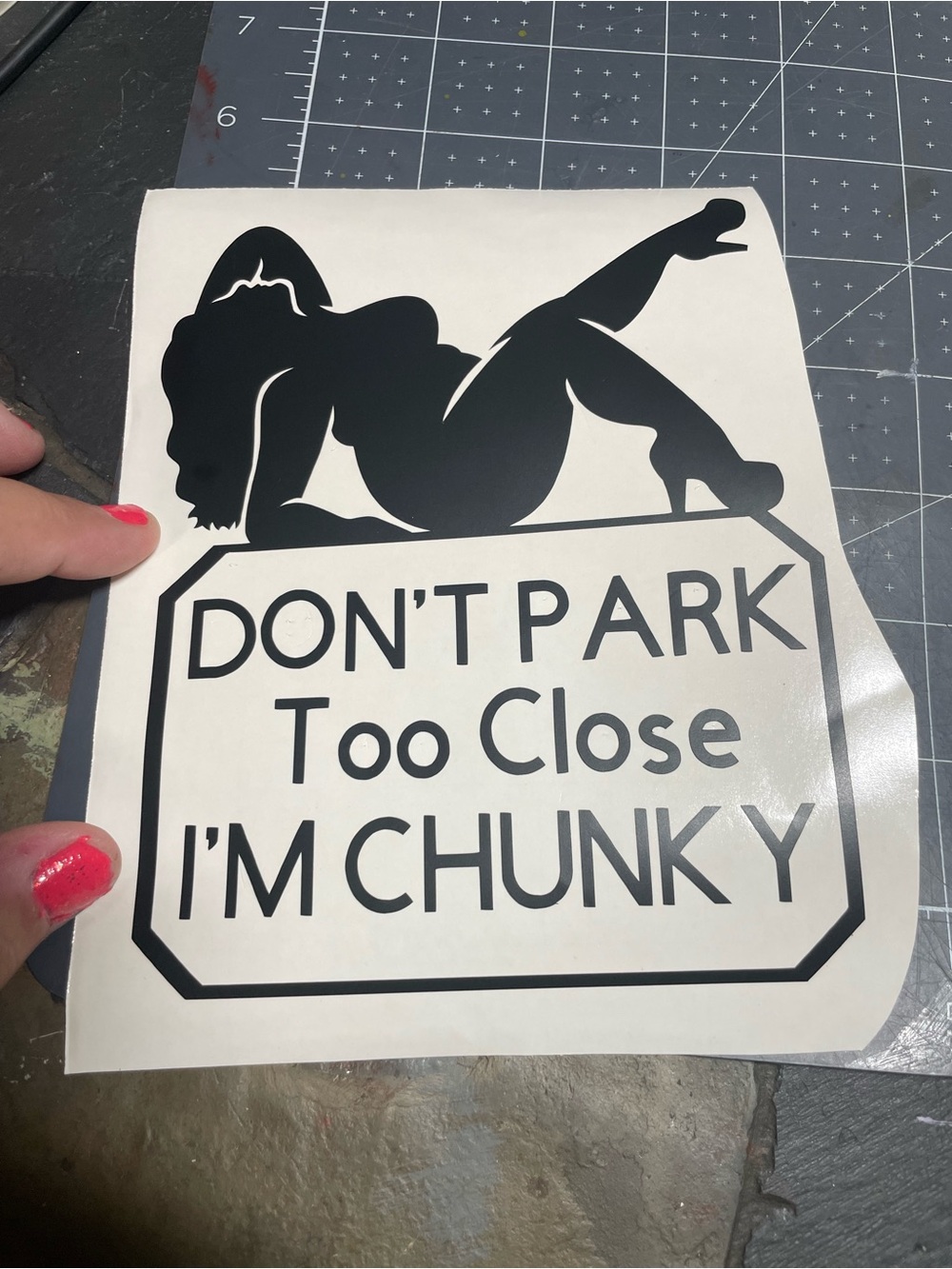 Don't Park Too Close I'm Chunky Black Vinyl Home Design Sticker